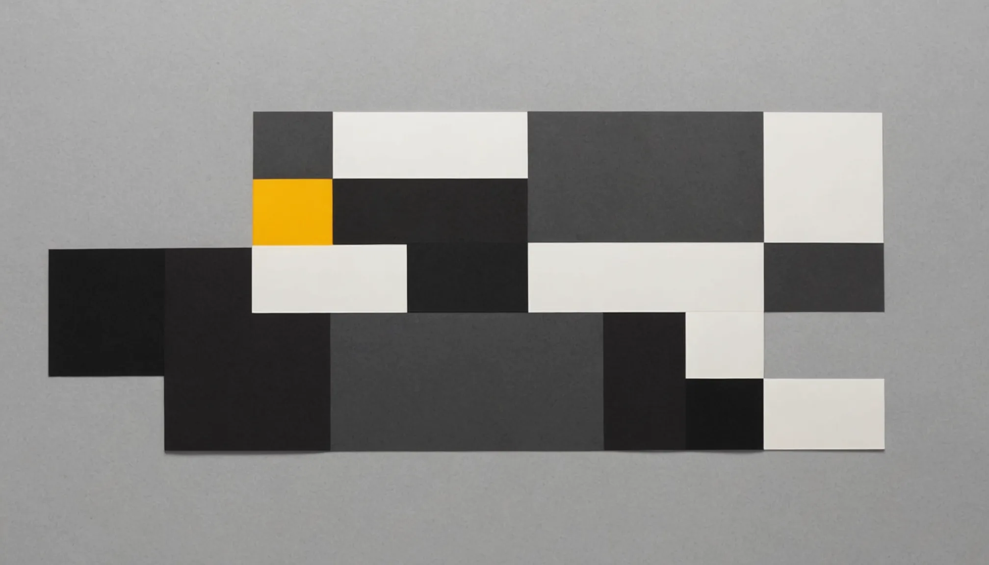 Abstract composition of overlapping rectangular blocks representing structured ledger organisation