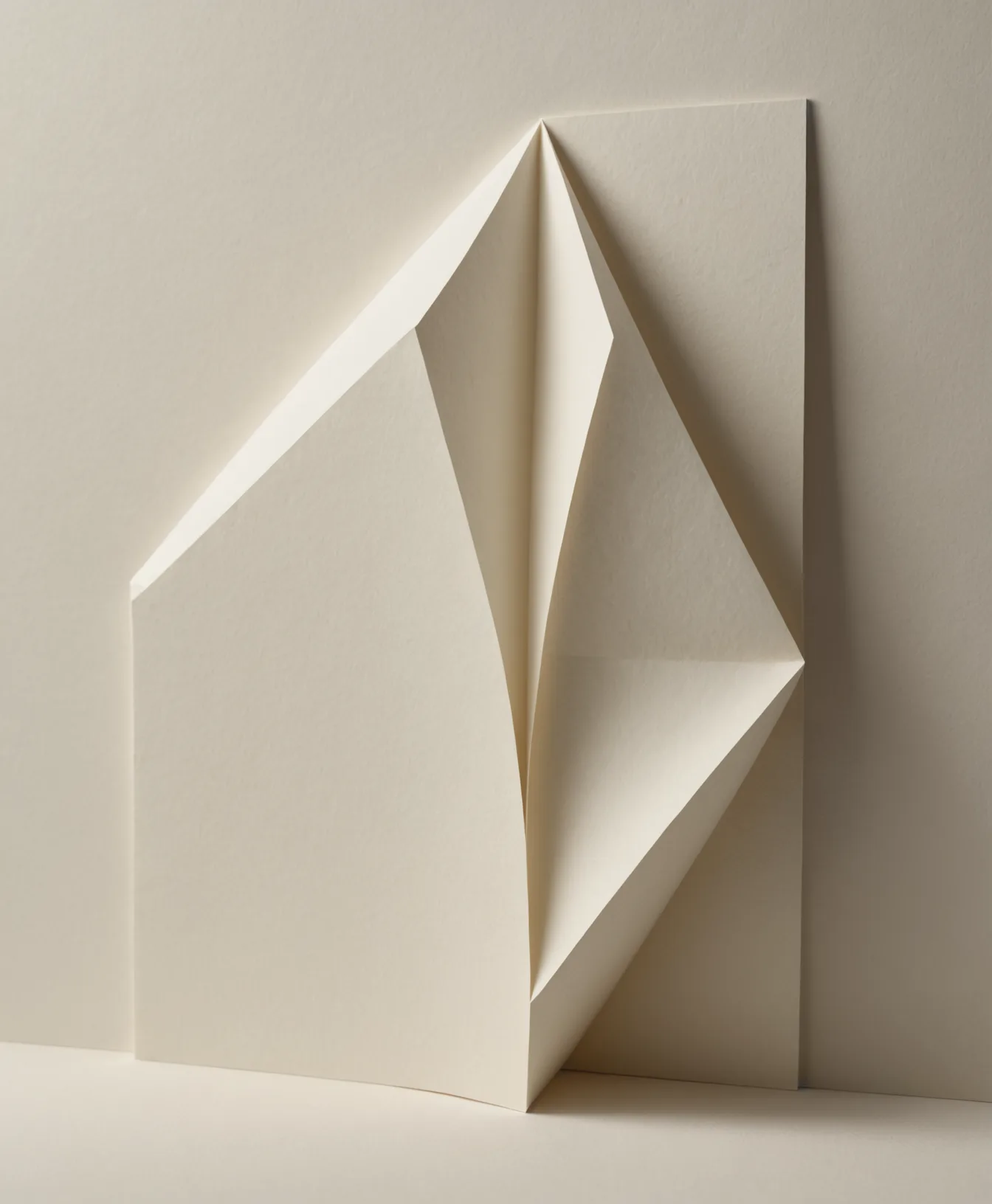 Soft geometric forms catching warm ambient light in a calm workspace setting.